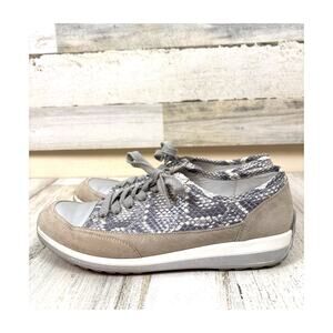Ara Hermoine Platform Fashion Sneakers Womens 10 Suede Leather Snake Print